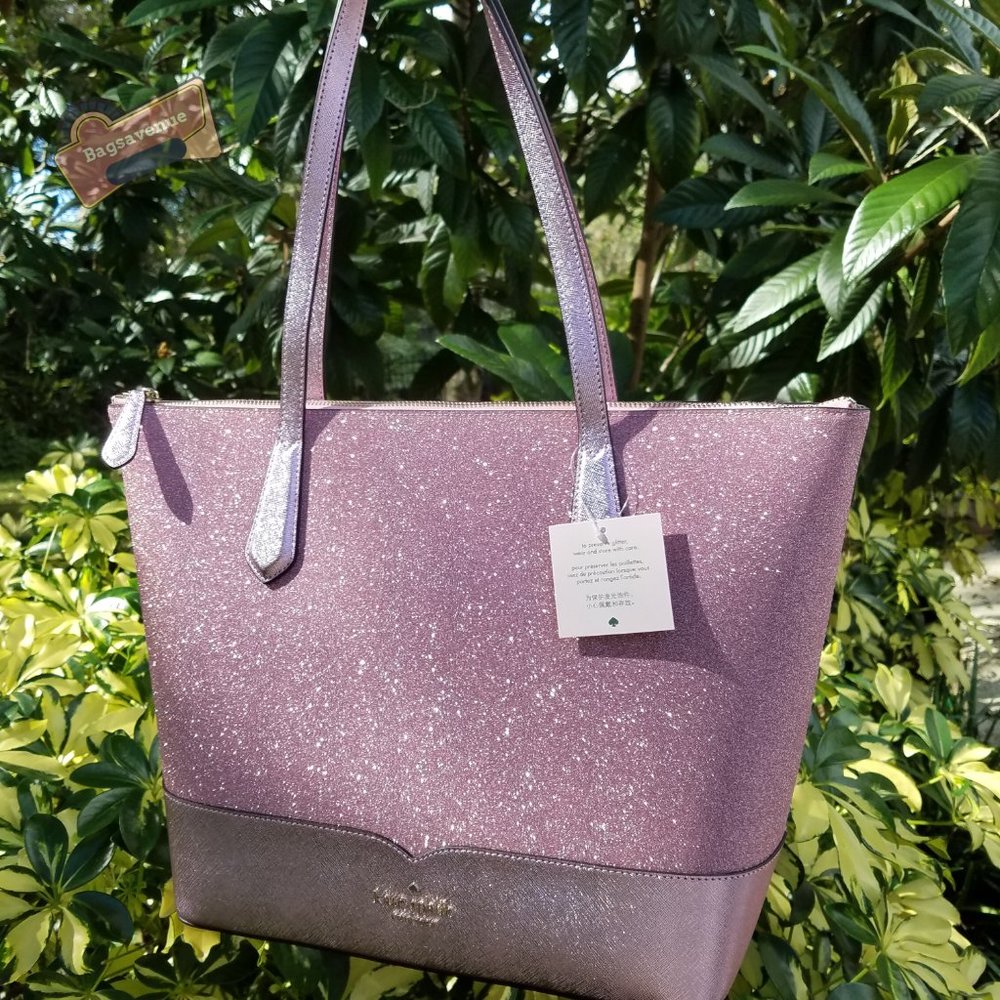 Rose Pink Lola Glitter Tote Bag Kate Spade glitter - Picture 10 of 13